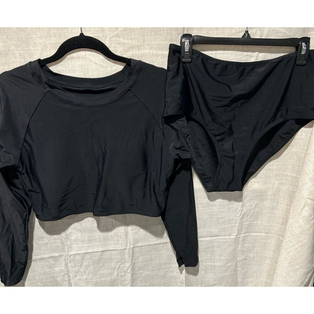 NEW Rash Guard Bikini Beach Vacation Minimalist Long Sleeve High Cut size XL